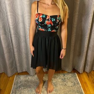 Floral Black Dress